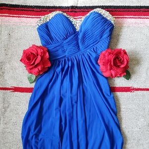 JUMP APPAREL |BLUE STRAPLESS SWEETHEART  DRESS